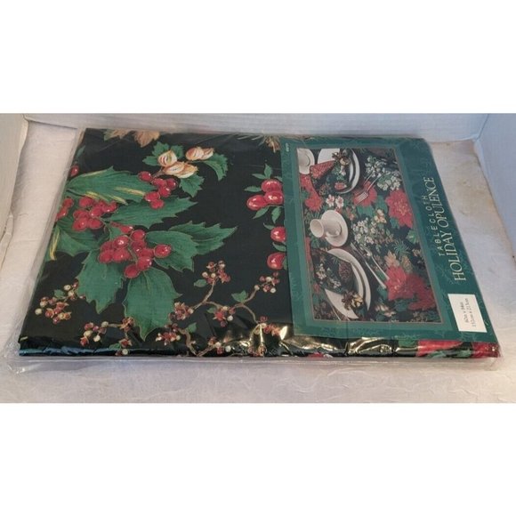 NOS Dayton Hudson Christmas Tablecloth Poinsettia Vtg 90s Holiday Retro 60 x 84 - Picture 12 of 16